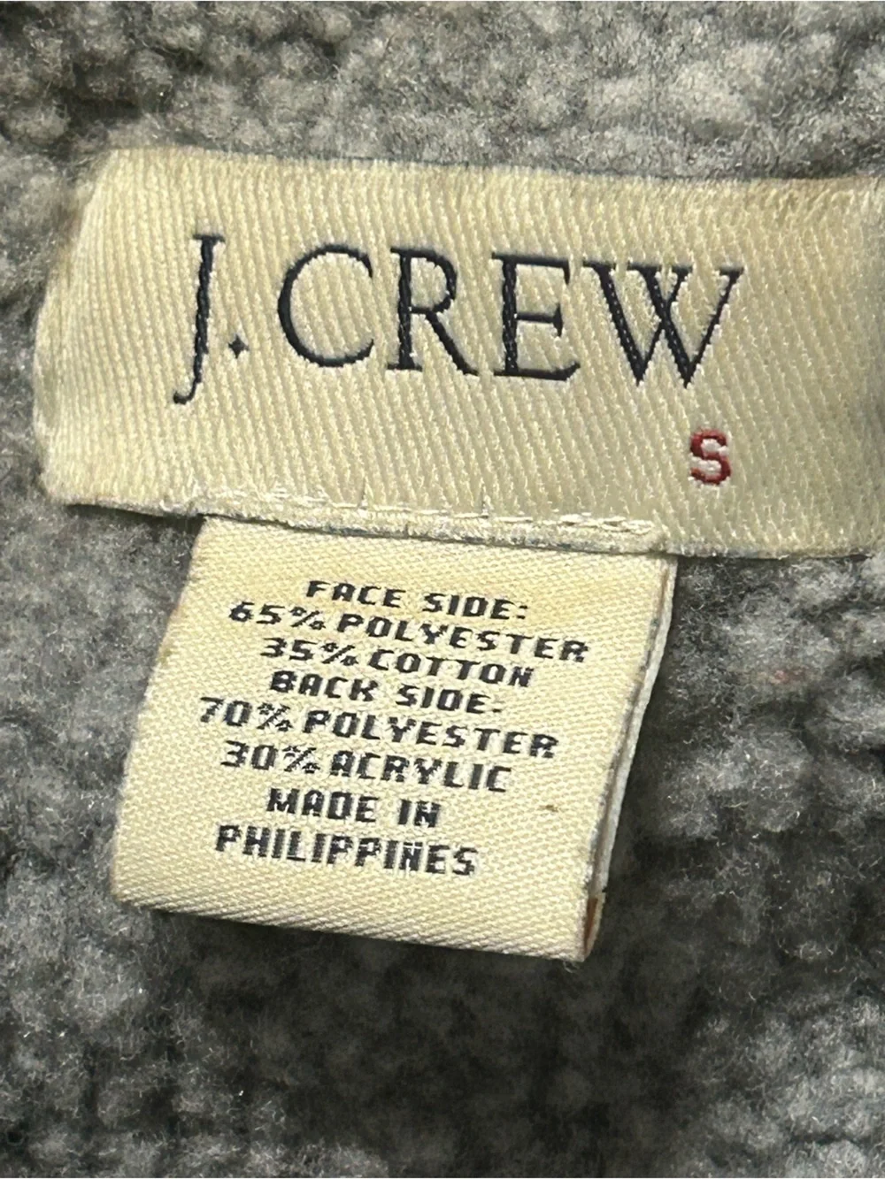 J. Crew Olive Green Vest with Grey Sherpa Lining